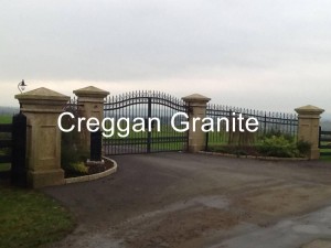 Golden granite pillars and gates